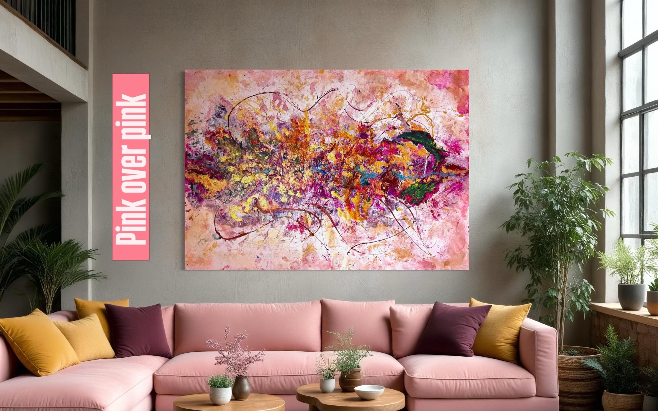 Big Pink — mixed media on canvas by Polen Cerci