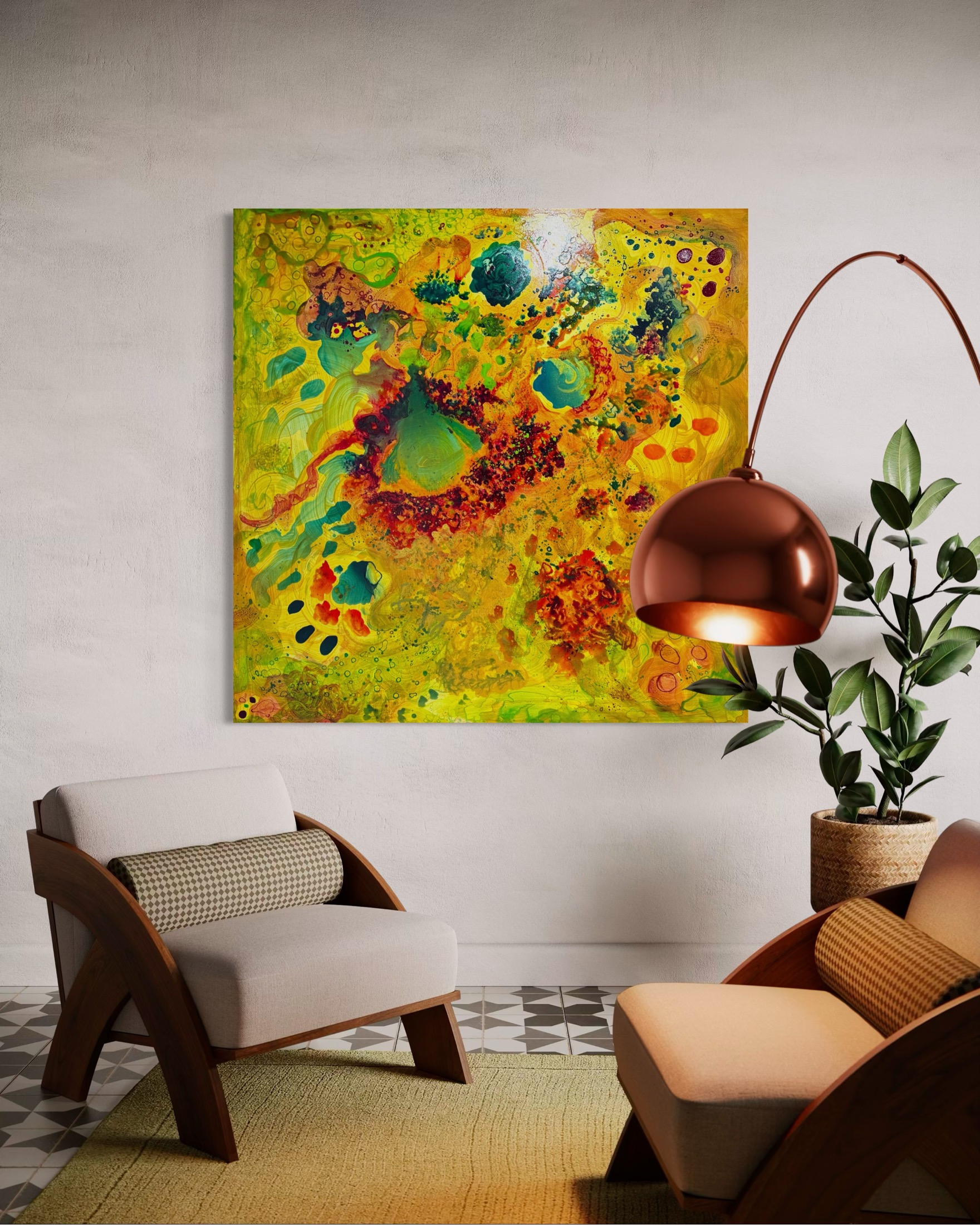Bubbles — mixed media on canvas by Polen Cerci