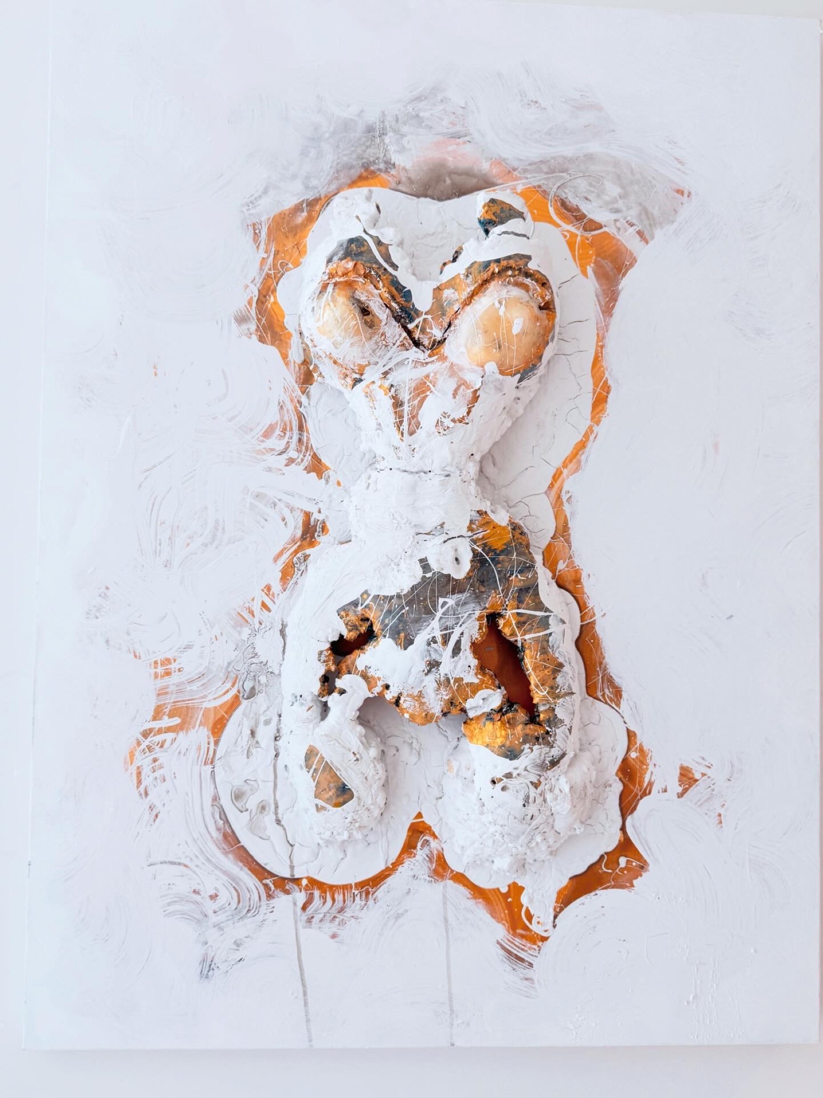 Innocence — sculpted canvas relief, 24kt gold, acrylic, resin by Polen Cerci