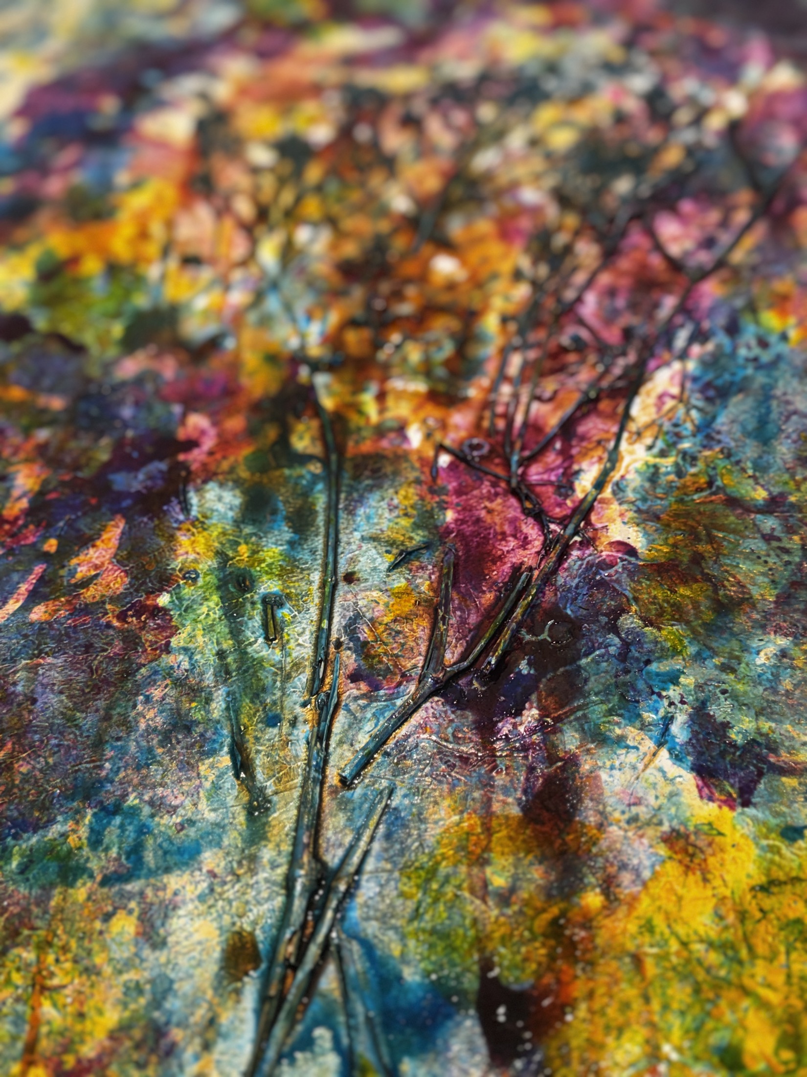 Petite 10 — mixed media — burlap, canvas, and board by Polen Cerci