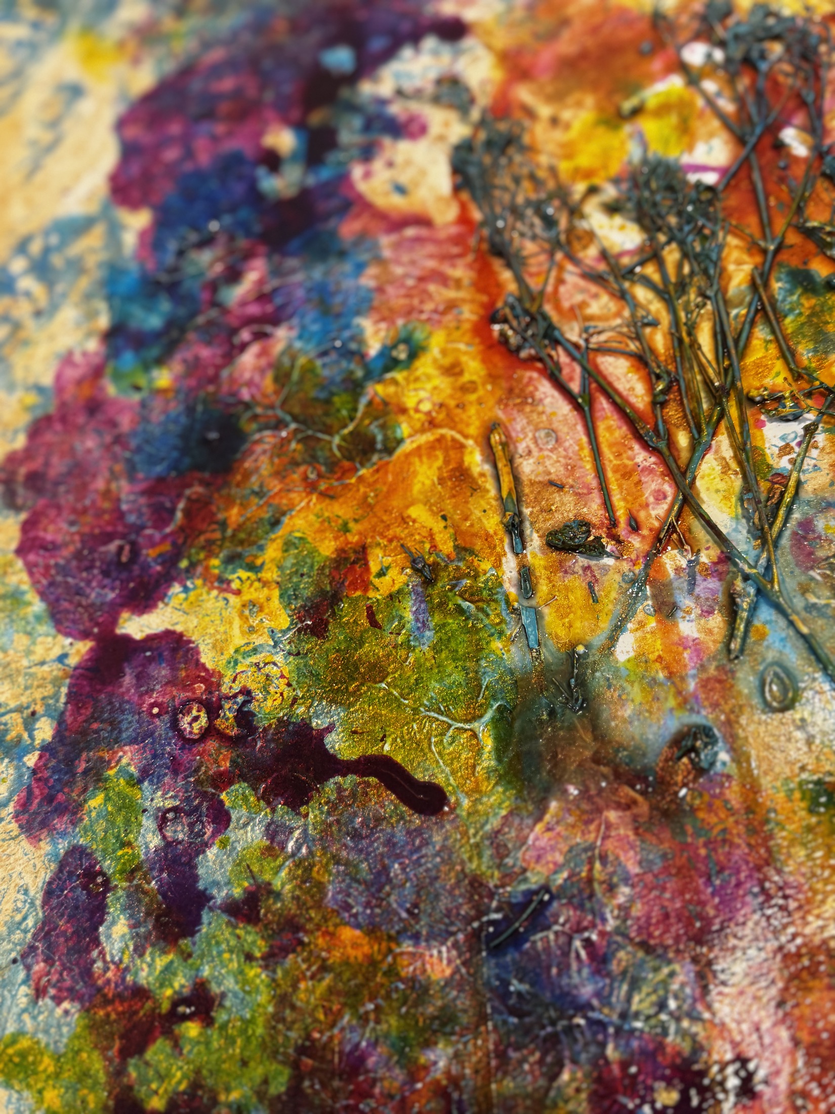 Petite 11 — mixed media — burlap, canvas, and board by Polen Cerci