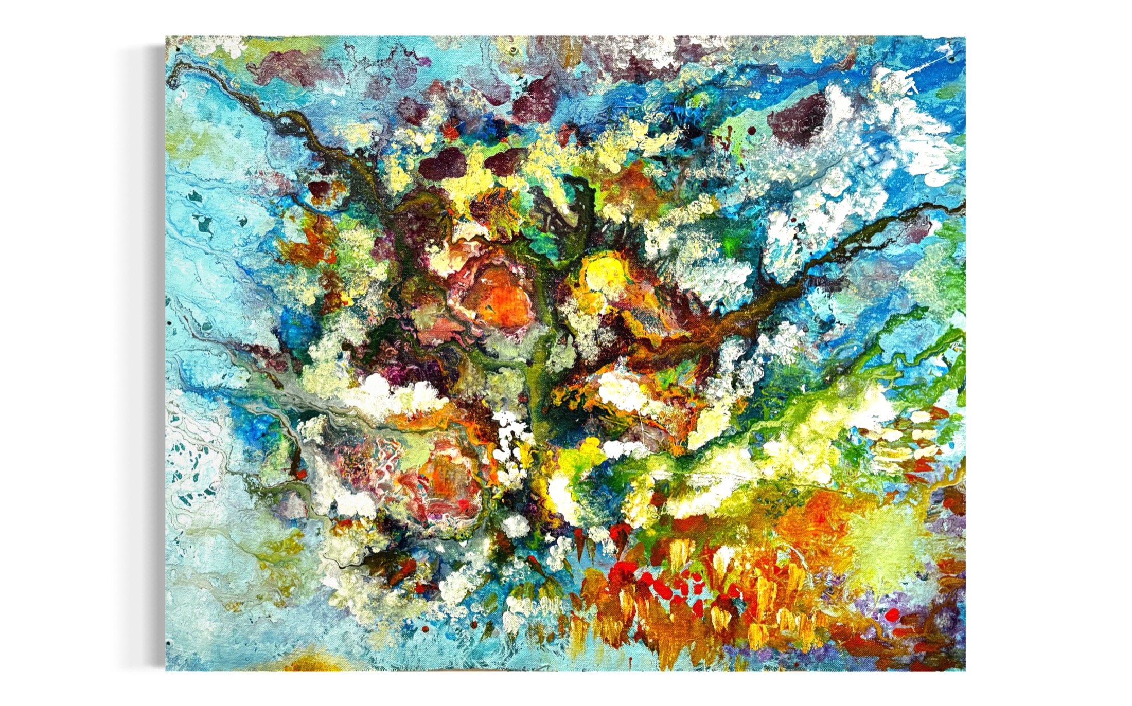 Petite 14 — mixed media — burlap, canvas, and board by Polen Cerci
